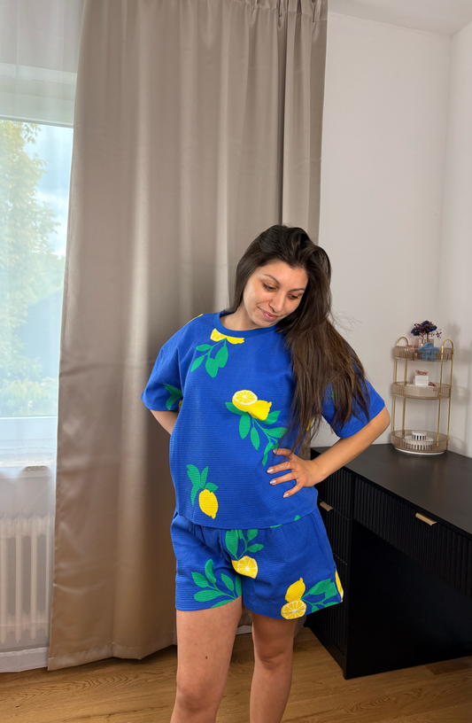 Pyjama Set Royal Blue Lemons